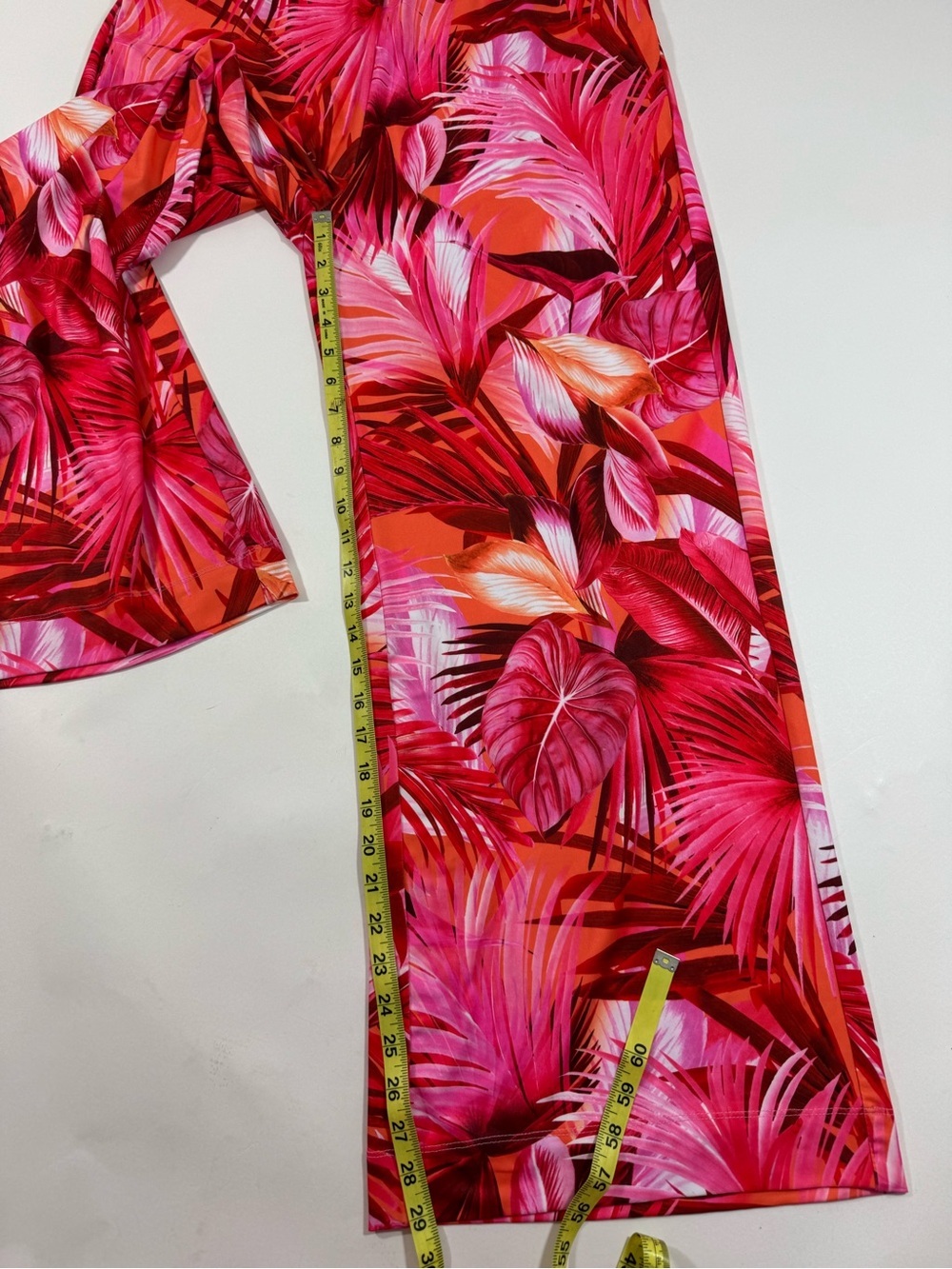 Boston Proper Pocket Palazzo Pants Red Pink Palm Print - Picture 6 of 9